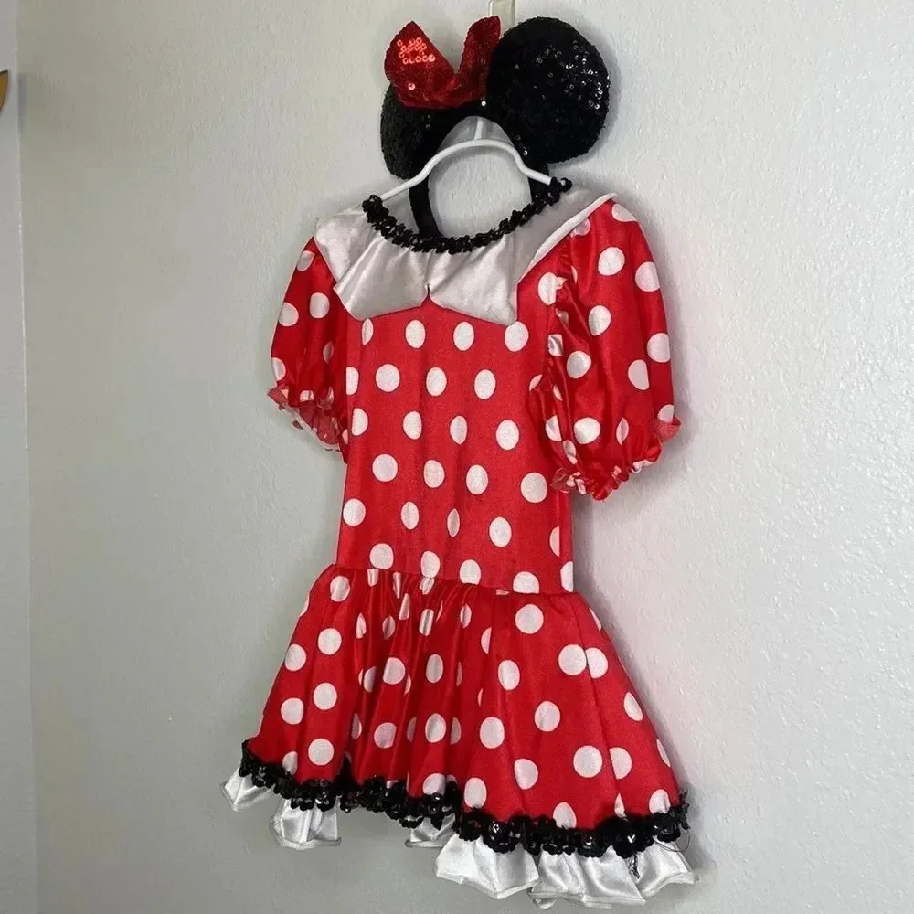Minnie Mouse Costume Halloween Sequin Ears Estimated Size 5-6 Girls Kids